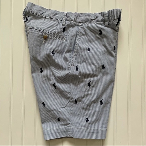 POLO Ralph Lauren  Seersucker  “All Over” Polo Pony Flat Front Shorts!   30 - Picture 8 of 10
